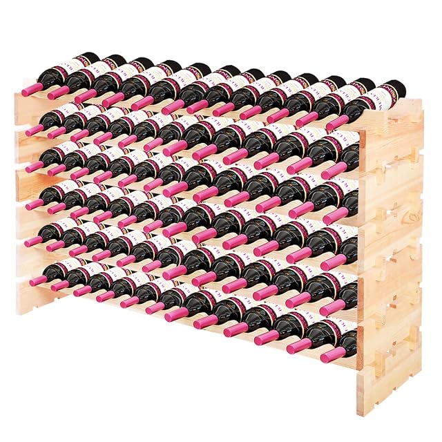 Casier à vin modulaire GOPLUS, pin naturel